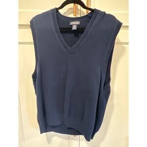 Land’s end cotton vintage navy vest men’s Medium knit sweater
